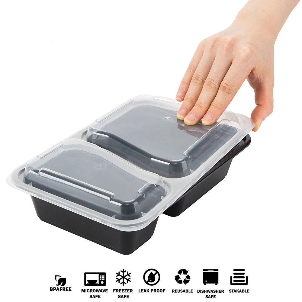 KHTO контейнеры для хранения продуктов с крышками Bento Box Ланч-бокс для пикника коробка для хранения продуктов микроволновая печь и мыть в посудомоечной машине - Цвет: 2 Compartment 30oz