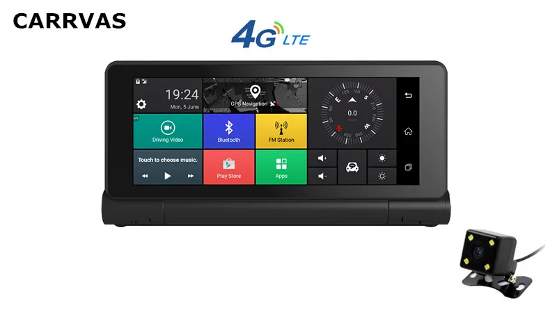 CARRVAS 4G Автомобильный видеорегистратор ADAS GPS навигация 6 86 &quotAndroid с двумя камерами