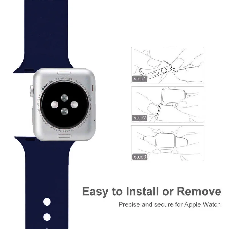 Спортивный силиконовый ремешок для Apple Watch Band 4/3/2/1 цветной сменный на запястье