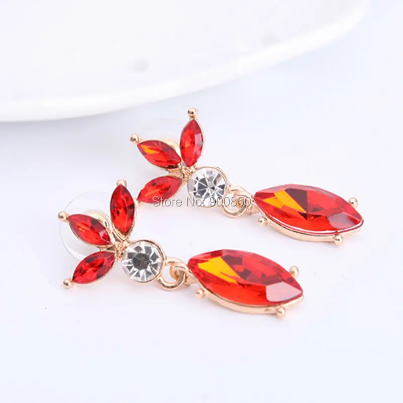 4 Colors Good Quality Wedding Jewelry Sets Gold Color Crystal Pendant Necklace Drop/Dangle Earrings For Women | Украшения и