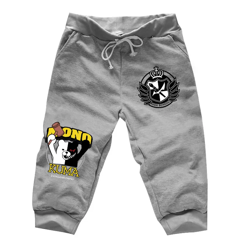 

Mens Anime Danganronpa Monokuma Shorts Knee Length Cotton Casual Short Harem Sweatpants Pockets Tracksuit Athleisure Trousers