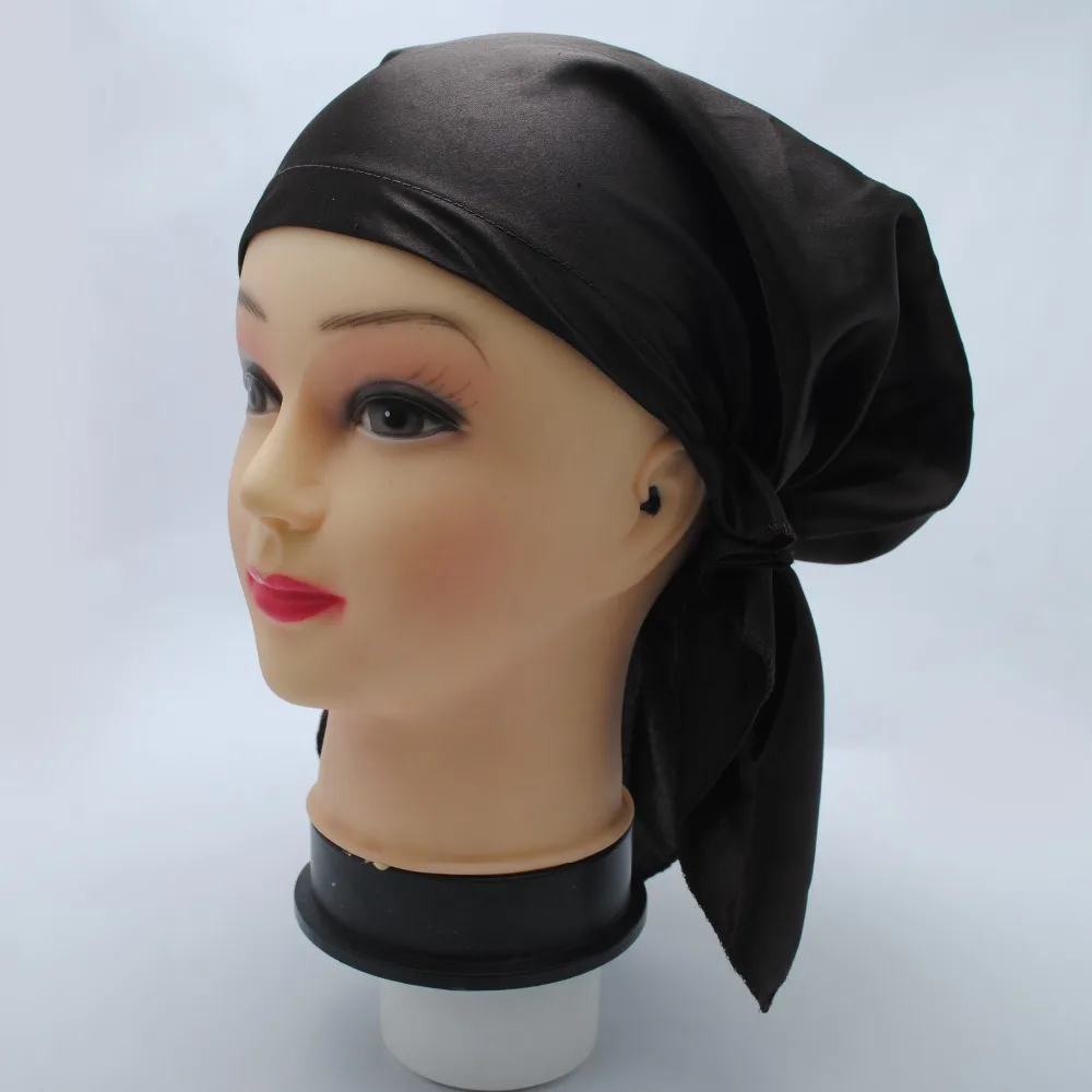 Модная шелковистая 100% Полиэстеровая атласная Кепка для ночного сна ночная кепка