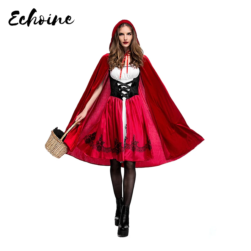 Эхо Хэллоуин маленькое красное платье с капюшоном для верховой езды плащом