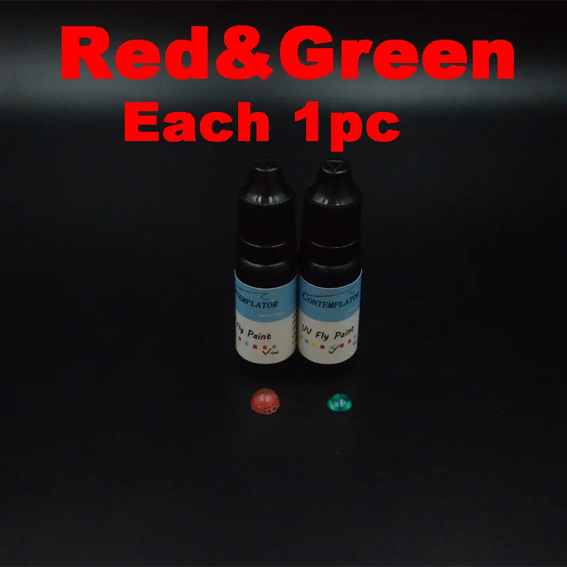 Red and Green 2 бутылки УФ муха краски 2 цвета комбо муха Связывание смолы для рыбалки лечит за секунды средний толстый прозрачный Красочный УФ полимерный клей - Цвет: Red and Green