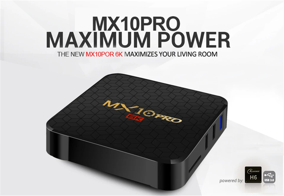 T ТВ коробка MX10 Pro Android ТВ коробка 4 Гб оперативной памяти, 32/64GB Android 9,0 ТВ коробка Allwinner H6 4 ядра с разрешением 4K HDR 2,4 ГГц WI-FI USB 3,0 ТВ комплект компьютерной приставки к телевизору