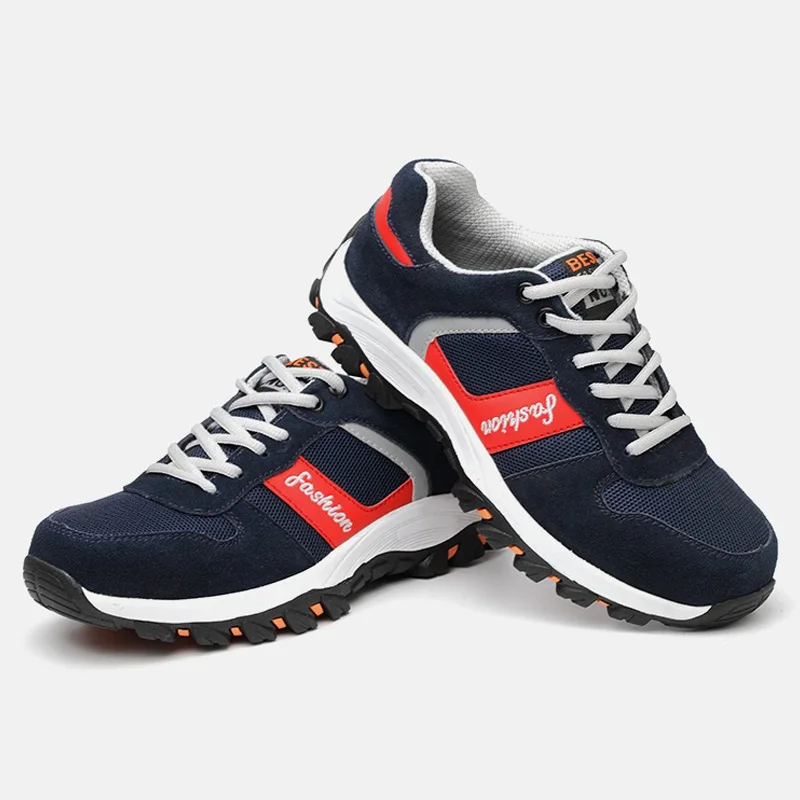 Мужские дышащие ботинки со стальным мысом мужские для защиты от проколов и