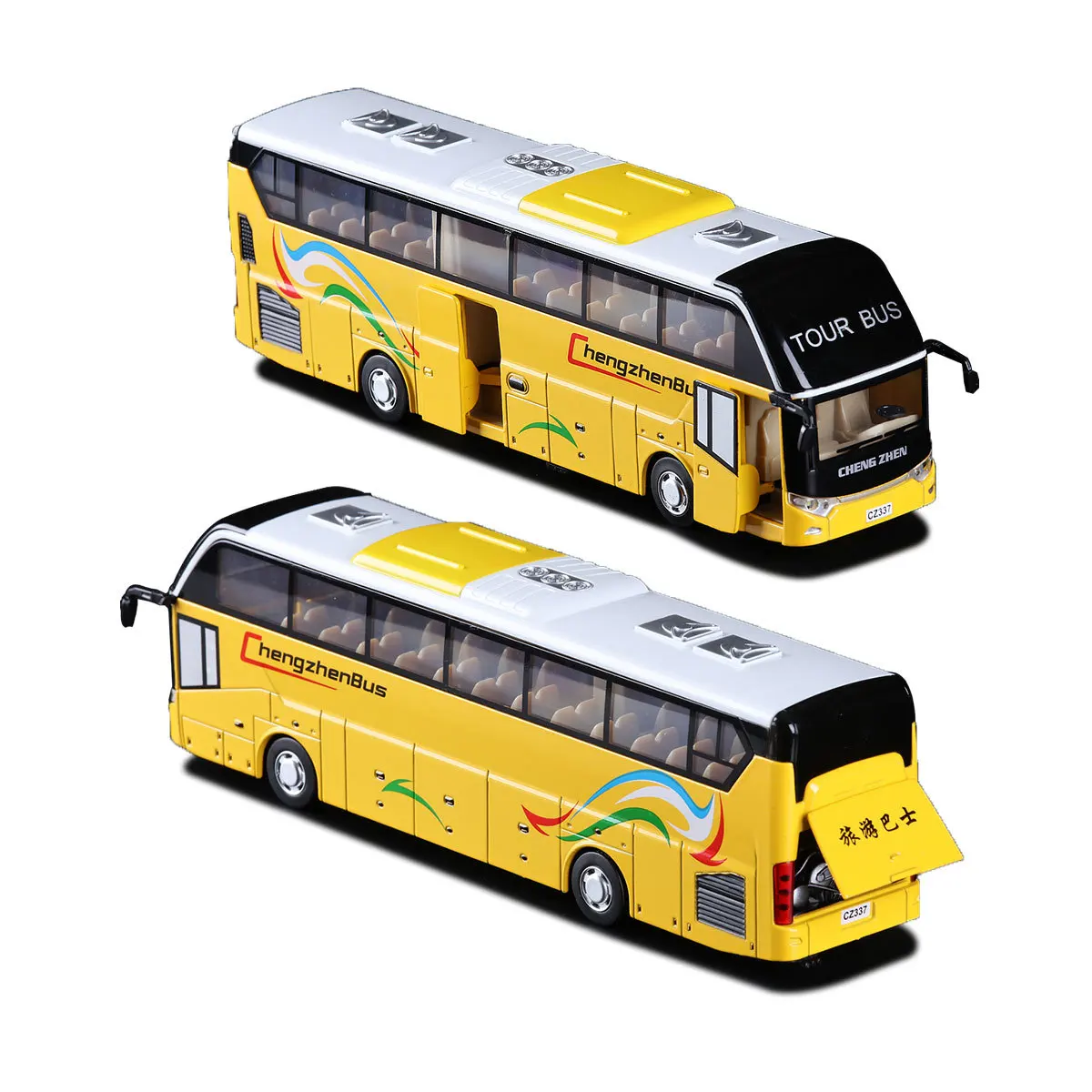 

1:32 Real Voice Tour Bus Toy Shuttle Bus With Light Sound Children Alloy Model Car Toys