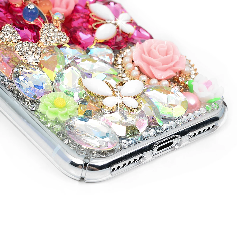 DIY 3D Bling Кристалл Rhinestone задняя Fundas для IPhone X 5 5S SE 7 8 плюс Алмазный Обложка Чехол coque