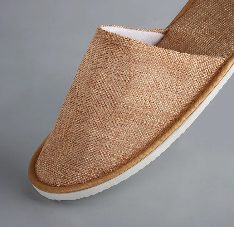 New Home Slippers Hotel Beauty Salon Travel Disposable Slippers Couple Models Linen Soft Comfortable Light Room Slippers Men