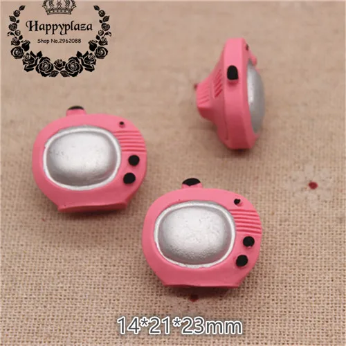 pink TV 10pcs Милый полимерный 3D античный домашний прибор ТВ/Радио/настольный телефон/железо/шайба миниатюрное искусство поставка украшение поделка-Шарм DIY - Цвет: pink TV 10pcs