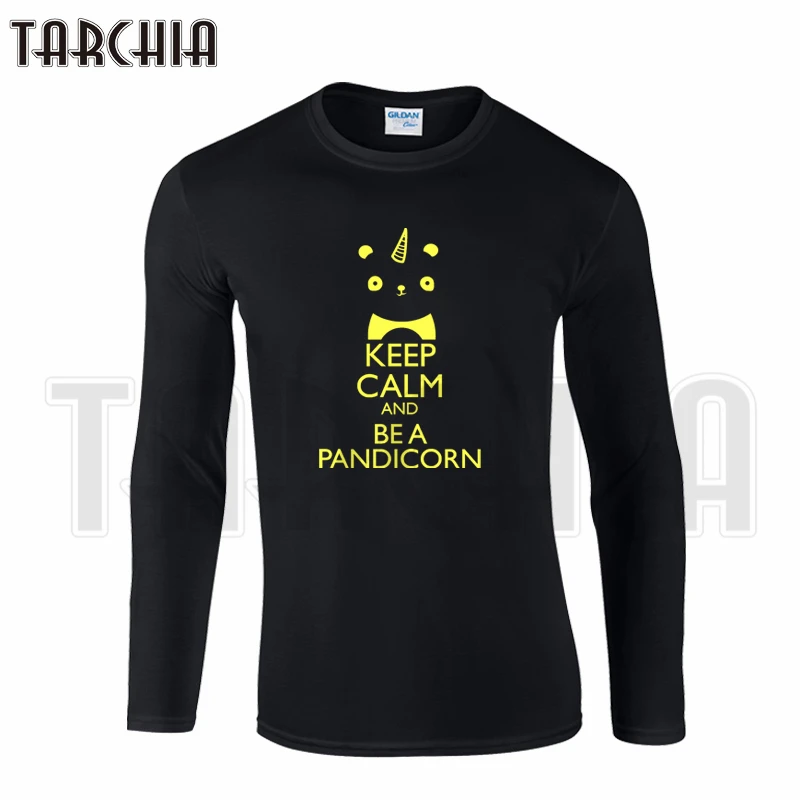 Мужская футболка TARCHIA с длинным рукавом модная тенниска из хлопка надпись Keep Calm