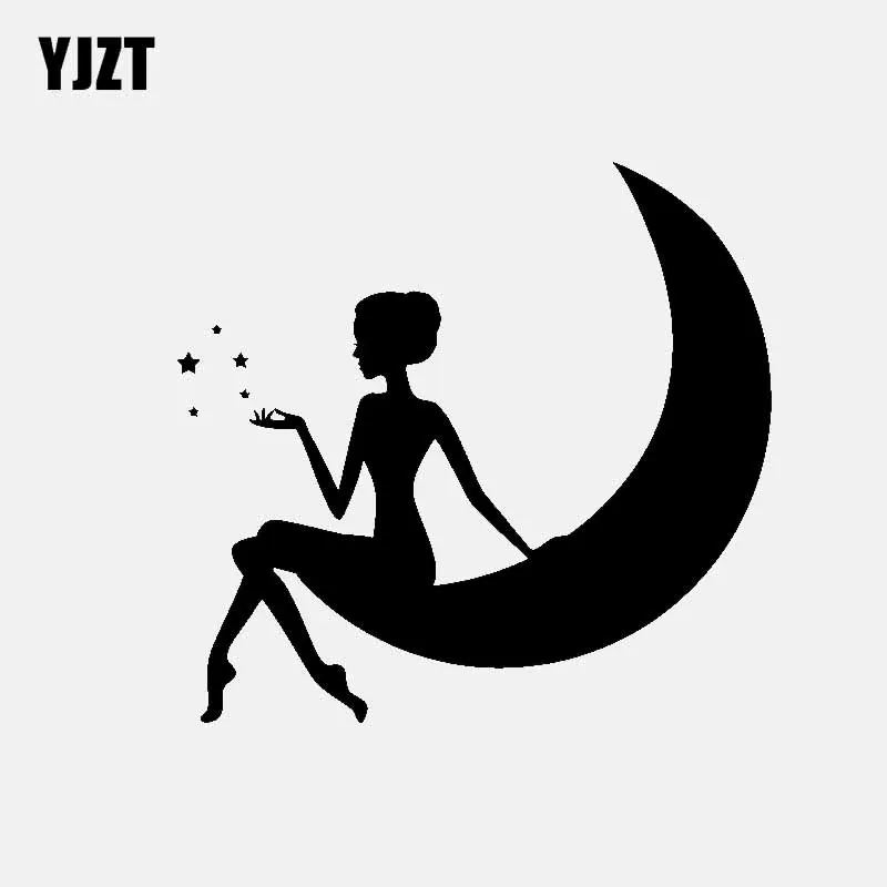 YJZT 13 4 см * 12 6 виниловые наклейки на машину наклейка Lovely Girl луна и звезды