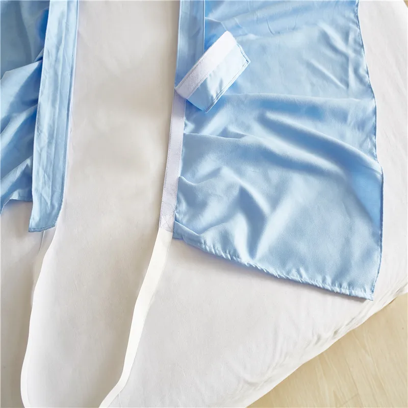 Светло голубой сплошной цвет и т. Д. Эластичная кровать обернуть рюшами юбка США