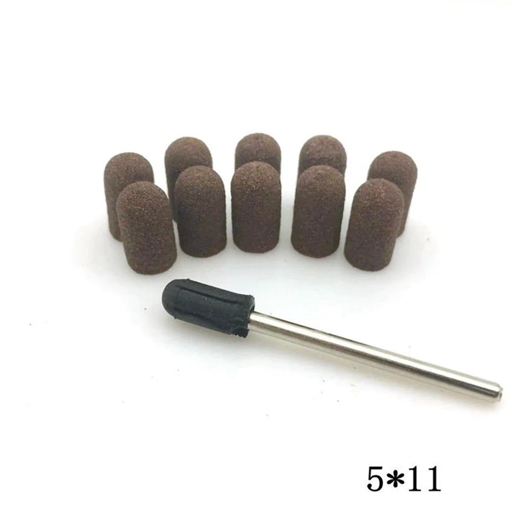 5x11mm 10 шт. пилки для ногтей шлифовальные круги+ 1 шт. сверло для удаления лака шлифовальные ленты блок педикюр маникюр Дизайн ногтей инструмент аксессуар - Цвет: 5x11mm