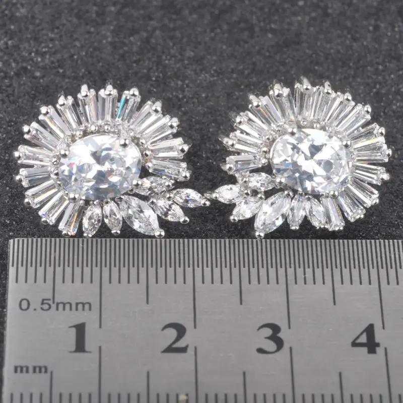 Благородный белый кубический циркон для женщин посеребренные ювелирные изделия