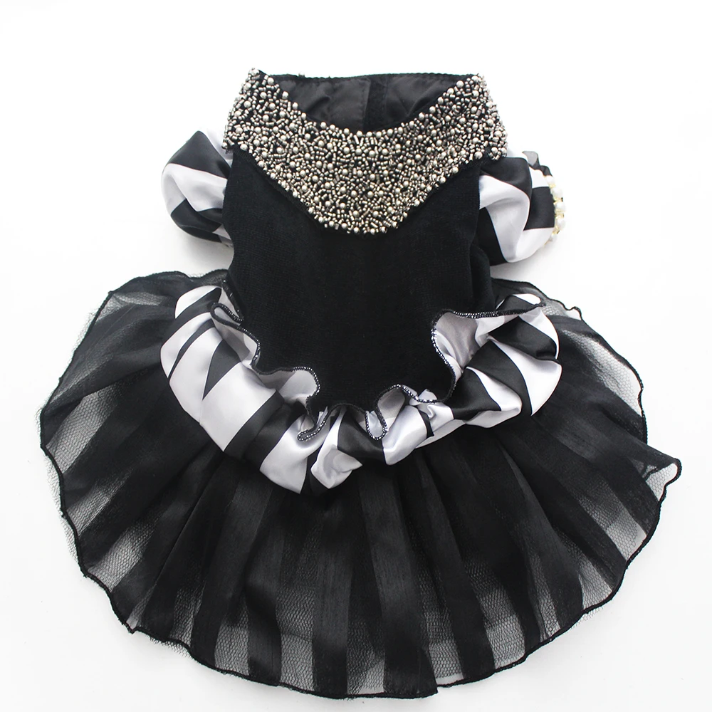 Черно белое платье пачка для свадьбы с изображением собаки и вельвета Платье