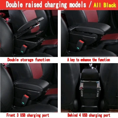 D-Black black line For Ford Focus Armrest Box Focus 3 armrest Box Universal Car Central Armrest Storage cup holder ashtray modification accessories - Название цвета: D-Black black line