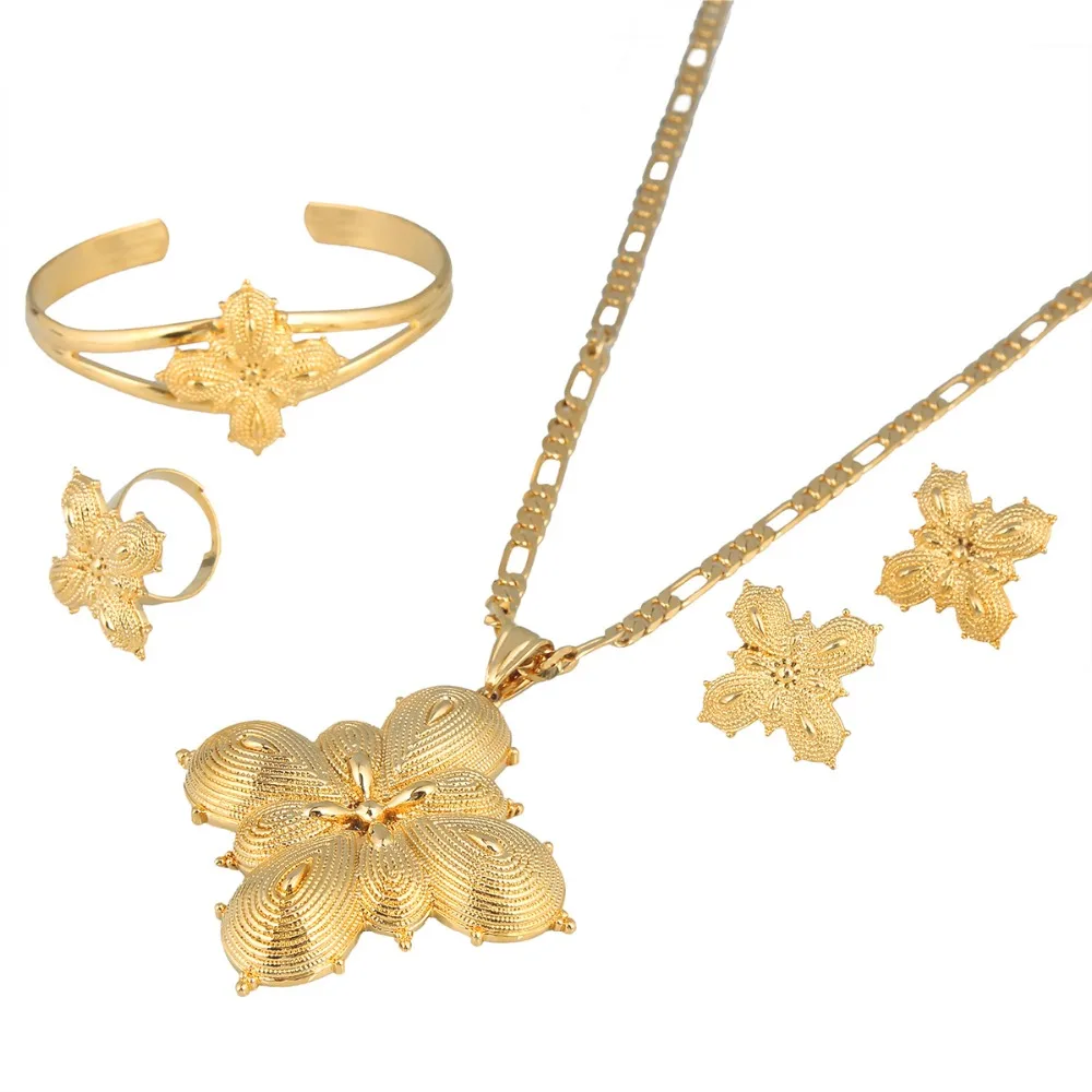 Набор ювелирных украшений для невесты эфиопская этика золотого цвета|bridal jewelry