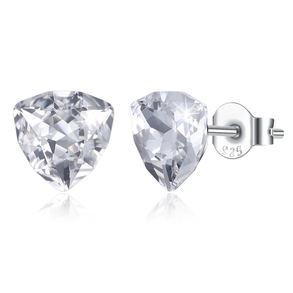 Серьги-гвоздики LEKANI с кристаллами Swarovski 925 геометрические серьги-гвоздики с кристаллами семи цветов женские ювелирные изделия из бутика с ромбовидным узором