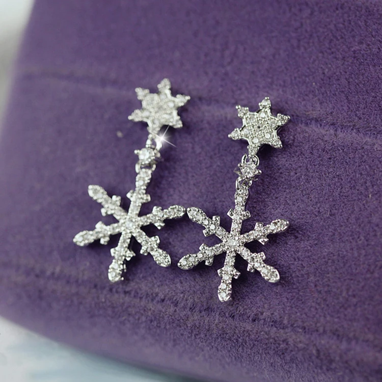 PhoenRing fashion perfect Snowflakes AAA level Micro CZ zircon personality shine Party dangle earrings For women jewelry | Украшения и