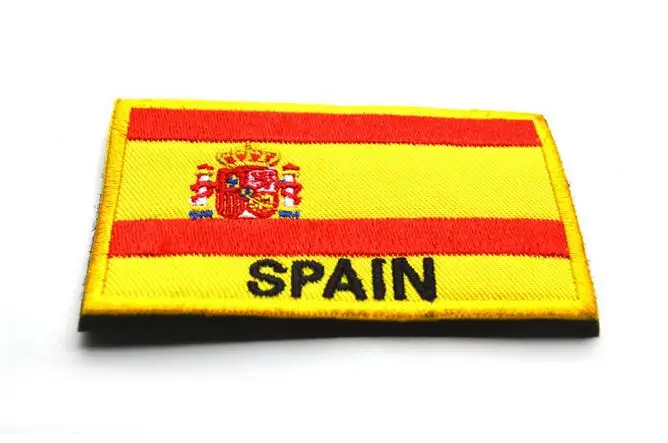 Spain Yellow Rim AHYONNIEX, 1 шт., тканевые нашивки с флагом, для Украины, ЕС, чешский, Хорватии, Шотландии, России, нашивки с 3D флагом, нашивки для куртки, джинсовой одежды - Цвет: Spain Yellow Rim