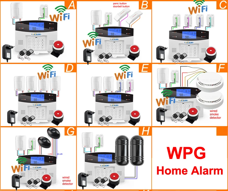 Проводной и беспроводной 433 МГц, Wifi PSTN GSM домашняя охранная сигнализация Умный дом релейный выход приложение Русский Испанский 7 Язык
