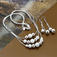 doteffil 925 sterling silver smooth matte bead snake chain necklace earring set for woman wedding engagement fashion jewelry