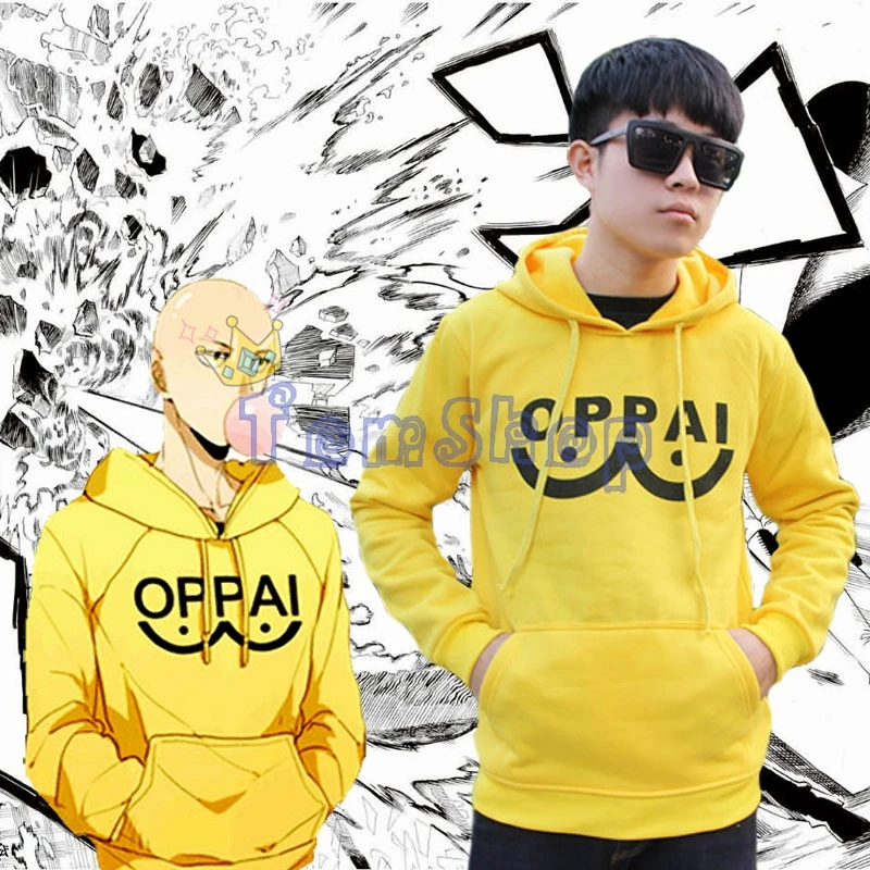 Аниме One Punch Man желтые толстовки с капюшоном верхняя одежда куртка плащ костюм для косплея бесплатная