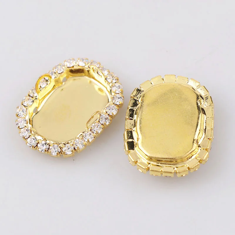 Прямоугольник Octagon пришить пустой коготь с кристальными пуговицами короткое