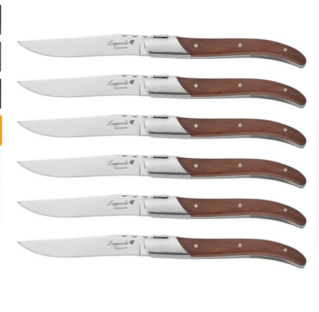 6pcs oliver wood Стиль Laguiole, ножи для стейка, посуда из нержавеющей стали, деревянные столовые приборы, столовый нож с деревянной ручкой, стол, рождественский подарок, столовые приборы 9" - Цвет: 6pcs oliver wood