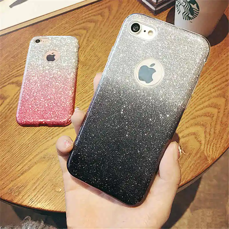 Блестящие градиентные чехол для iPhone 6 S 7 8 Plus ультратонкие Чехлы X XS Max XR TPU чехлы