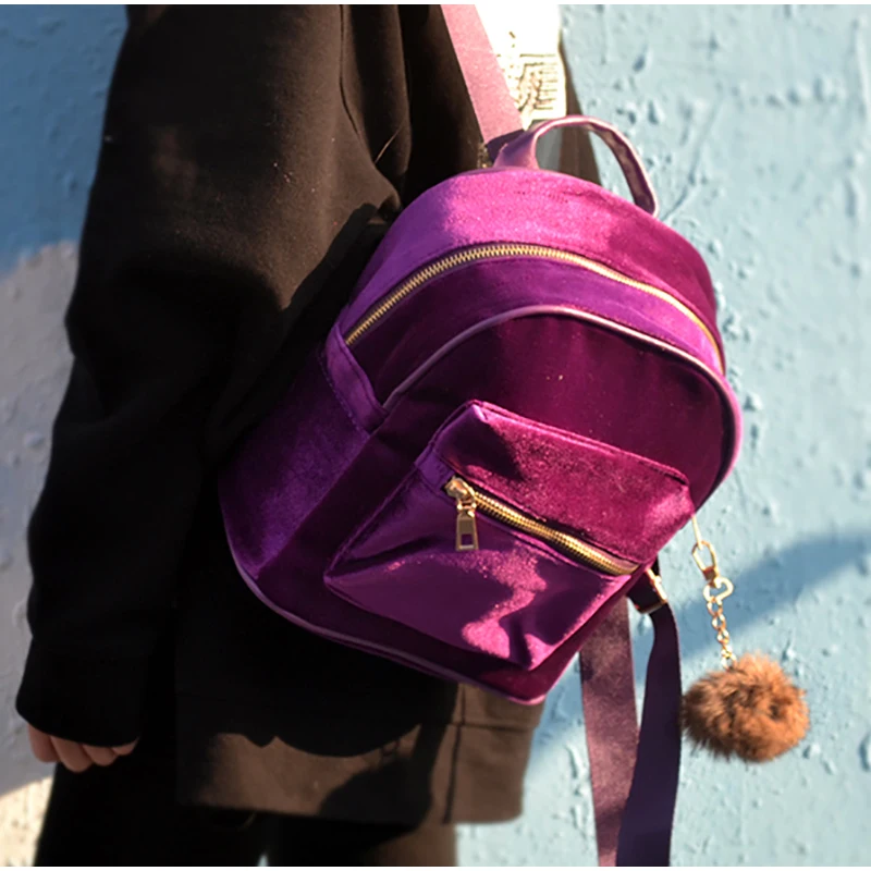 Женский мини рюкзак с помпоном и меховым 2018|women travel backpack|backpack for teenagersbackpack fashion |