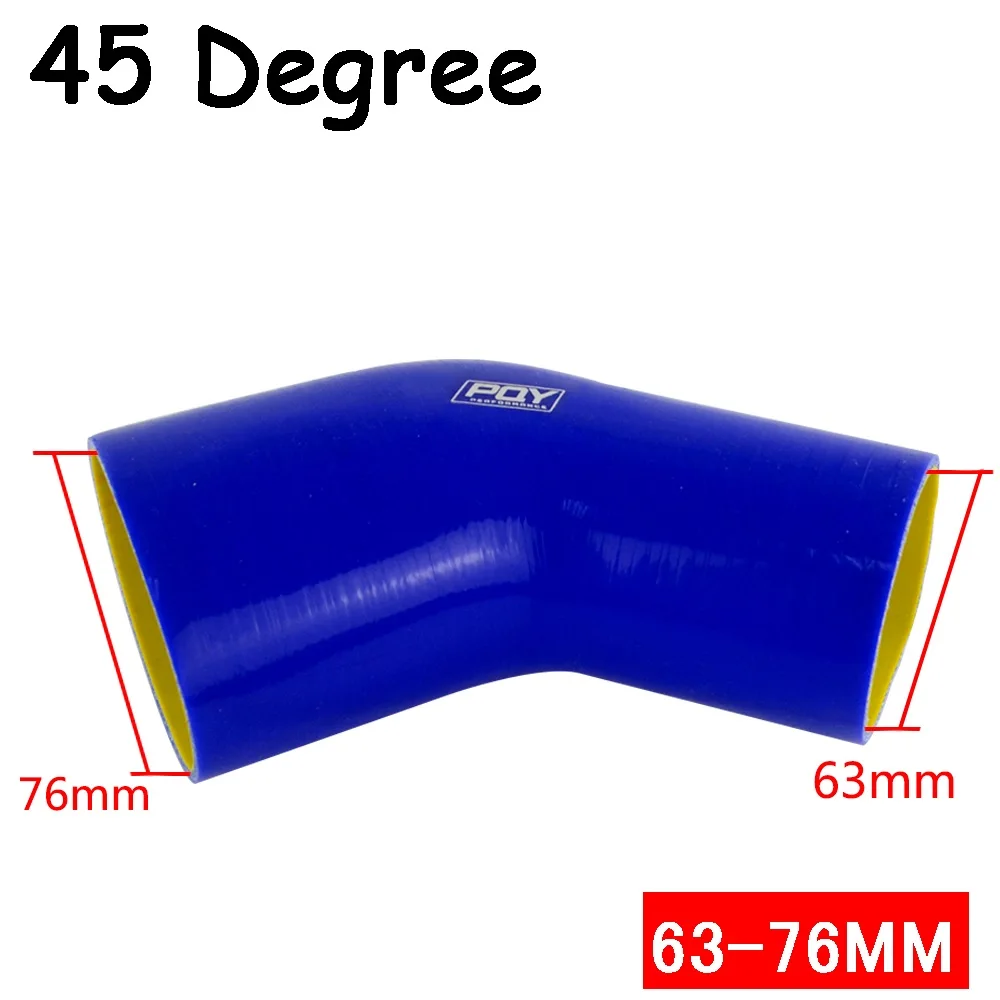 63mm-76mm blue Синий/черный и желтый 2," 2,5" " 51 мм 63 мм 76 мм 45 градусов Локоть силиконовый шланг Труба интеркулер турбо впускная трубопроводная муфта шланг - Цвет: 63mm-76mm blue