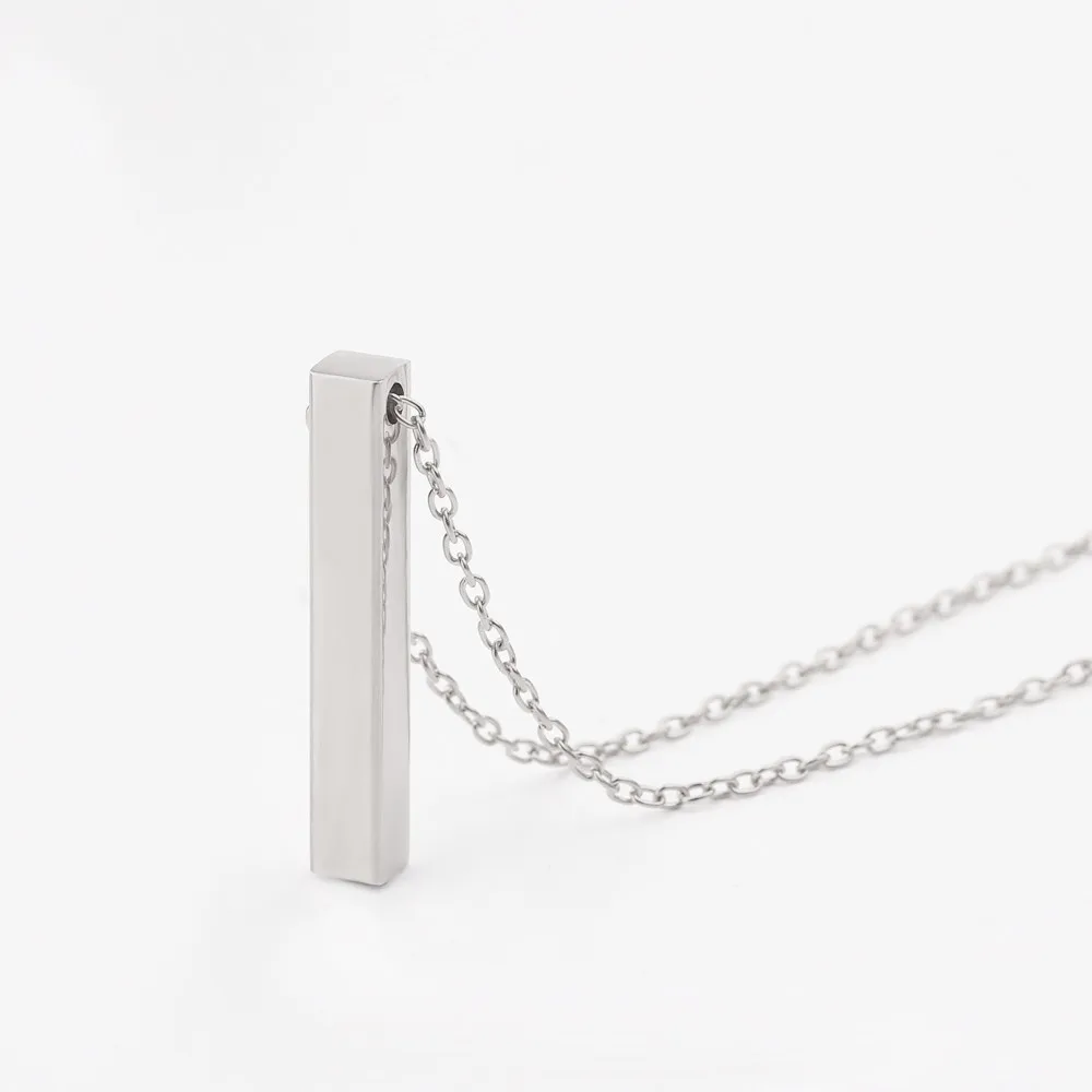 custom silver Индивидуальное четырехстороннее ожерелье, персонализированное квадратное 3D ожерелье с именами, подвеска из нержавеющей стали для женщин и мужчин, ювелирные изделия, подарки - Окраска металла: custom silver