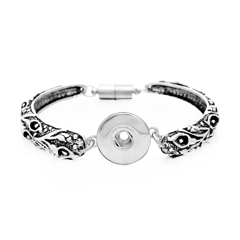 10 шт./лот Модный женский Тибетский металлический браслет с кнопками 18 мм