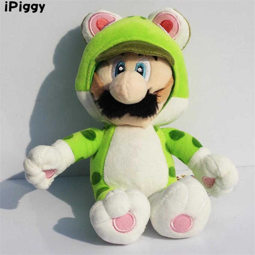 Супер Марио 3D мир Бесплатная доставка зеленый кот LUIGI Плюшевые игрушки с тегом