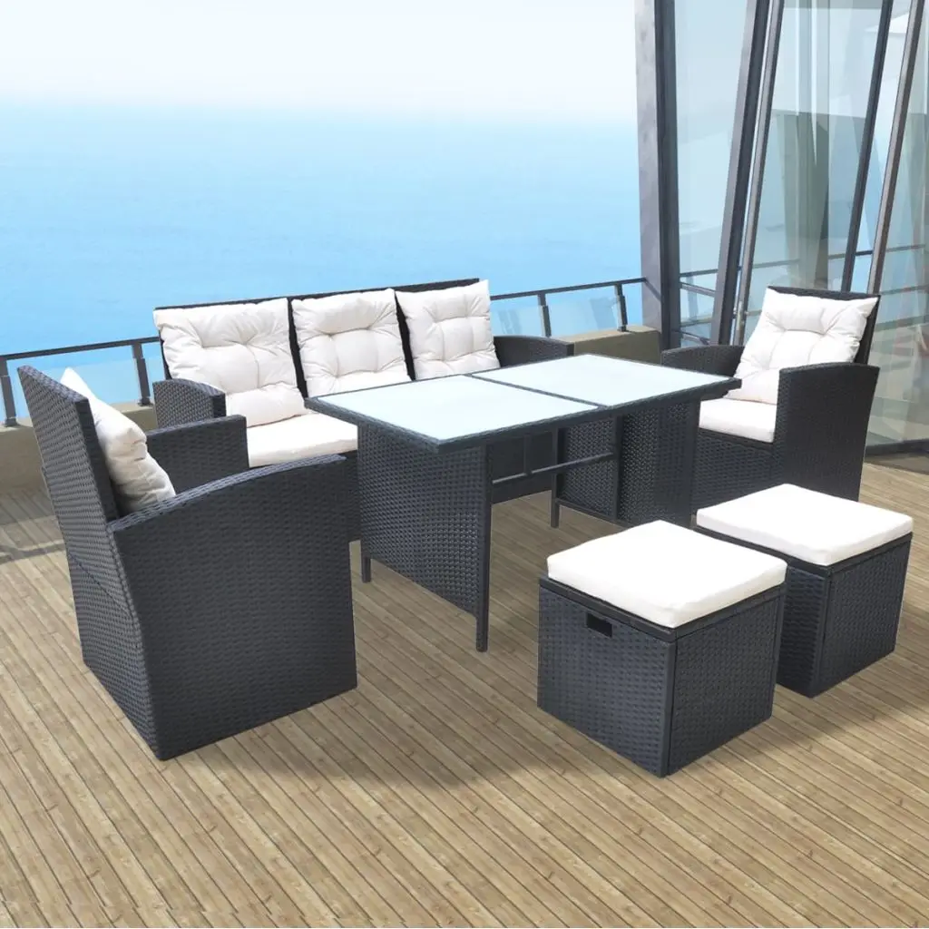 VidaXL 18 шт. открытый обеденный набор поли ротанга черный|poly rattan|outdoor dining setoutdoor |