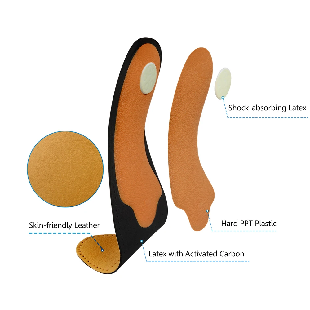 Soumit кожаные ортопедические стельки с высокой аркой поддерживающие для мужчин и