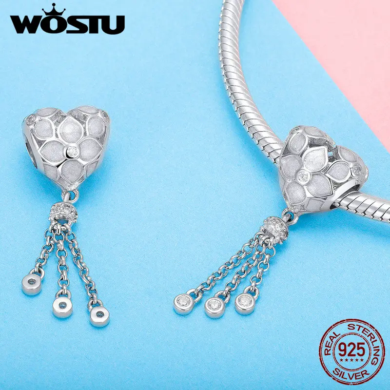 WOSTU Подлинная 925 пробы серебряные цветущие подвески в форме хрустальных цветов