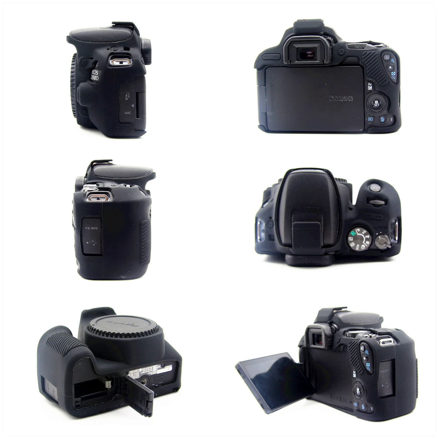 Резиновый мягкий силиконовый чехол Защитный для камеры Canon EOS 200D 250D / II Rebel SL2 SL3 Kiss X9