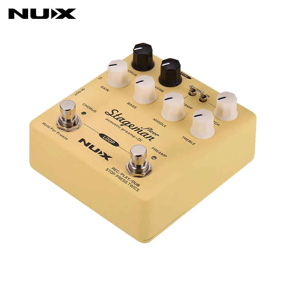 

NUX Stageman Напольная акустическая педаль + DI Effect Pedal with Chorus Reverb Freeze 60s Loop для акустической гитары скрипки мандолина, банджо