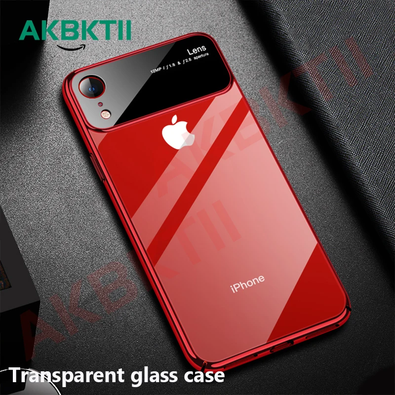 AKBKTII роскошный стеклянный чехол для iPhone XS Чехлы MAX XR ультра тонкий PC Прозрачный