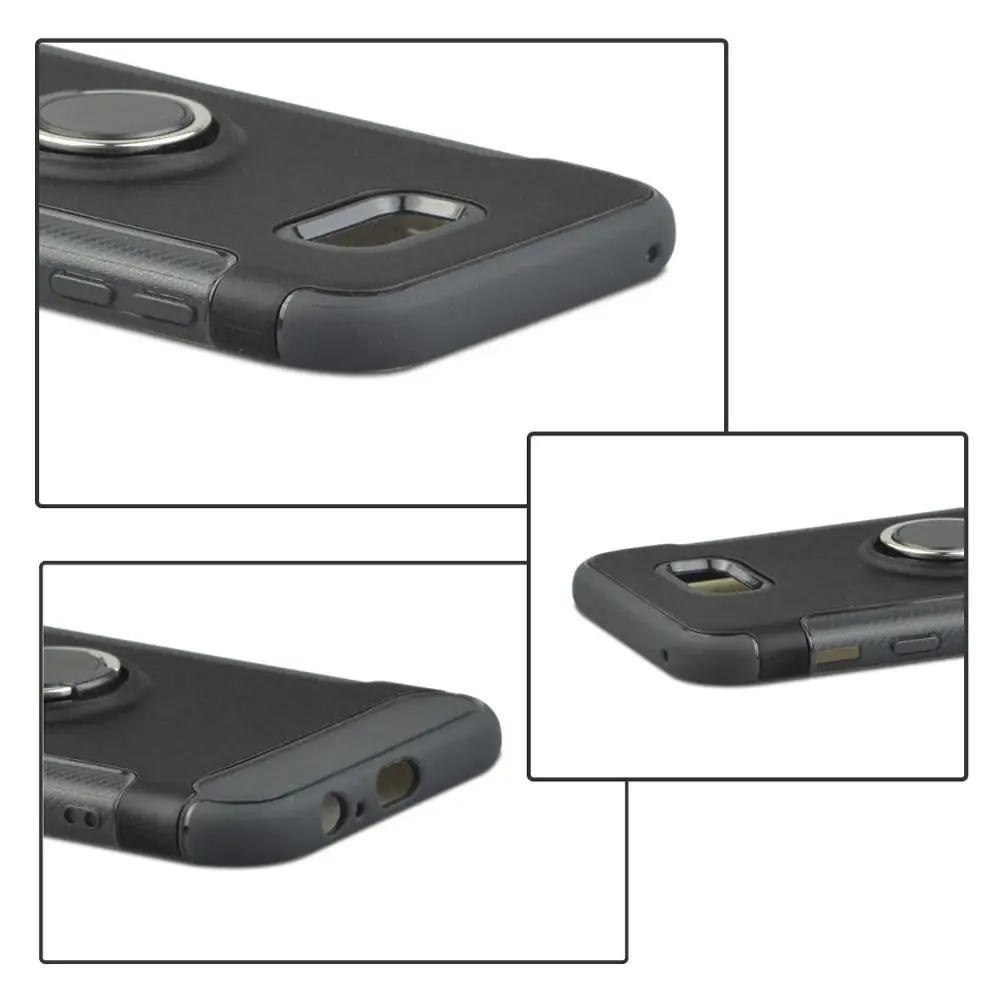 360° Rotating TPU+PC Ultra Thin Carbon Fiber Ring Bracket Mobile Phone Case For Samsung galaxy A3 2017 Shock Absorption |
