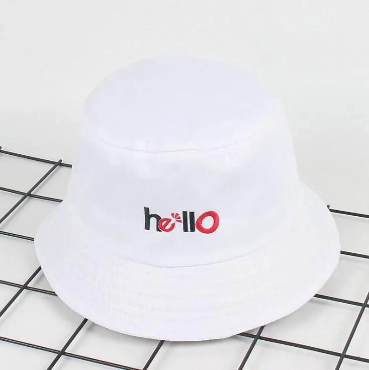 Новая Вышивка HELLO Bucket Hat летняя уличная туристическая Кепка Bob хип-хоп Gorros для