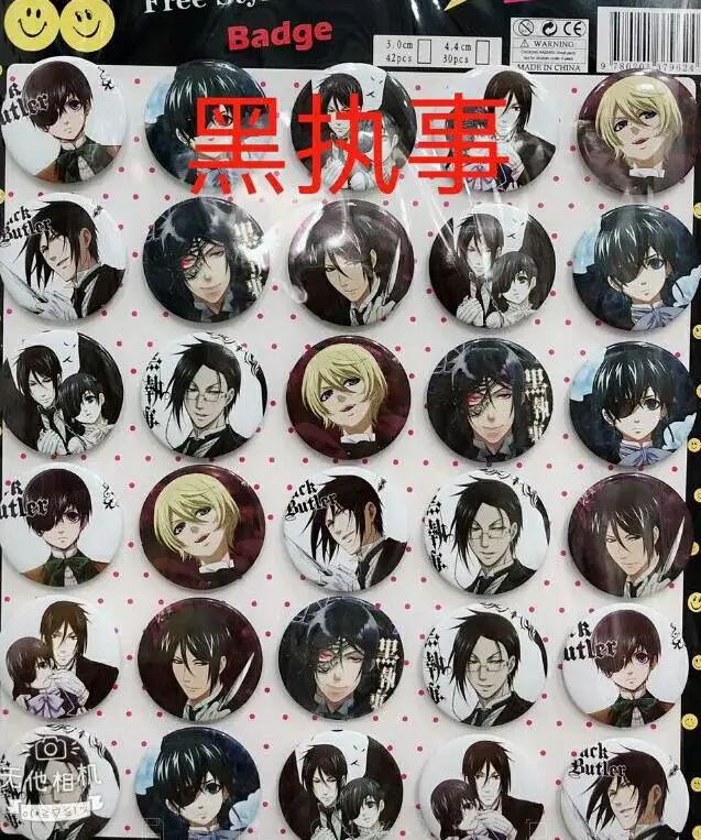 Значки японского аниме Black Butler круглые 30 шт./компл. аксессуары для детской одежды