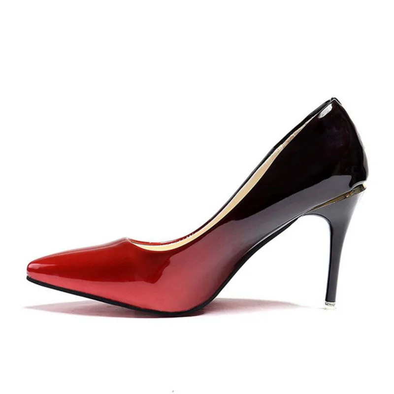 JOJONUNU Women Patent Leather High Heel Shoes Pointed Toe Gradual Change Color Pumps Elegant Footwear Size 34-40 | Обувь