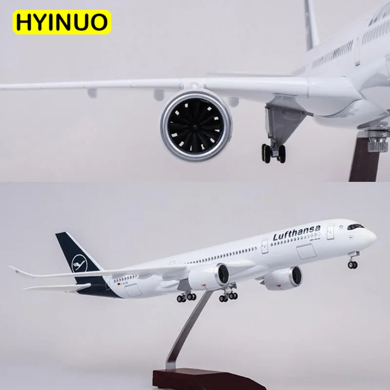 

1/142 Scale 47CM Airplane Airbus A350 Lufthansa Airline Model W LED Light & Wheel Diecast Plastic Resin Plane For Collection