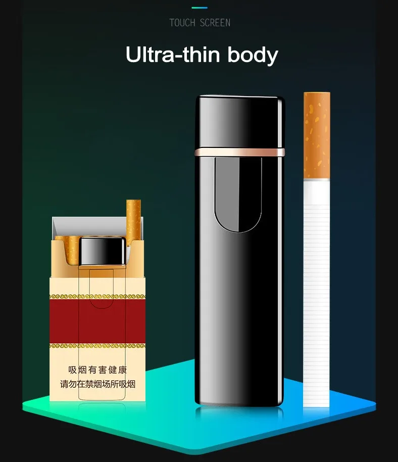 2019 тонкая usb-зарядка зажигалка с сенсорным экраном зажигалки для электронных