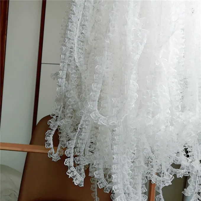 2.5CM Wide Luxury Tulle Lace Fabric 3D Pleated Cotton Embroidery Ribbon Collar Neckline Trim Decor DIY Sewing Guipure Supplies