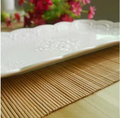 Creative Pure White Ceramic Rectangular Plate Restaurant Steamed Fish Roast Western | Дом и сад